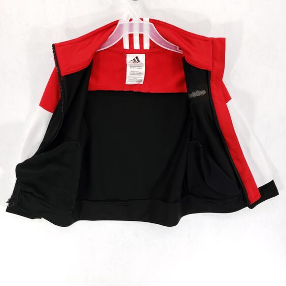 Adidas Track Jacket Toddler 2T Red White Black Long Sleeve Casual Sport Full Zip - Picture 3 of 4